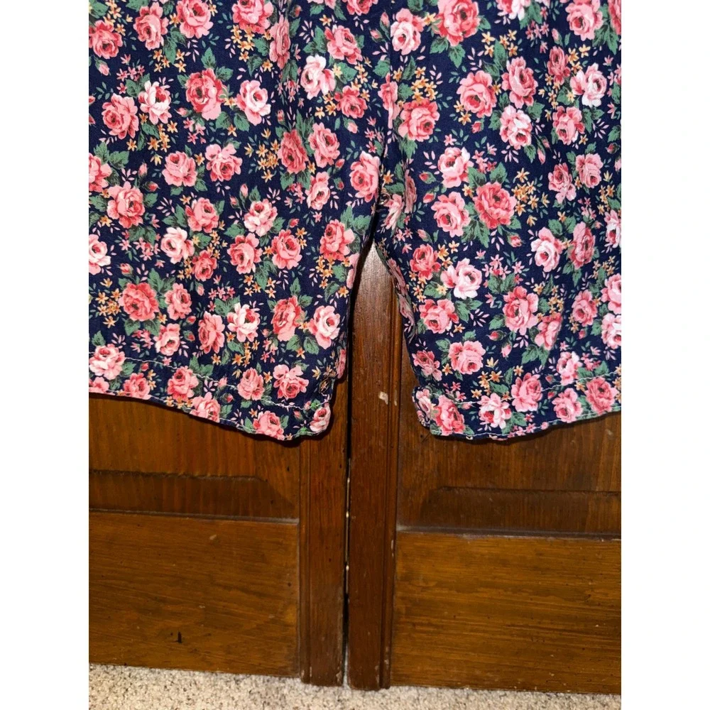 Vintage Winnie The Pooh Baby Girls Floral Romper Navy Pink Lace Collar 9 Months